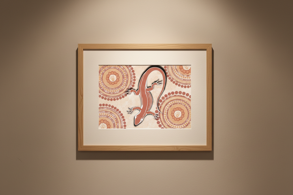 Lizard Aboriginal Art - Framed Mockup